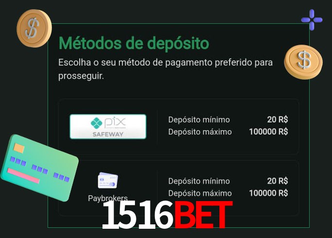 O cassino 1516Bet oferece uma grande variedade de métodos de pagamento
